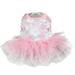 Farfi Dog Princess Dress Flower Printing Multi-layer Net Yarn Cotton Round Neck Teddy Wedding Skirt for Summer (Pink S)
