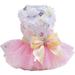 Dog Dress Puppy Skirt Dog Princess Dresses Tutu Flower and Sequin Dot Wedding Lace Dress Luxury Bow Dog Dresses for Small Dogs Girl Cat (M Pink)