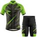 Lixada Men Cycling Jersey and Shorts Set Moisture Wicking Reflective Strip Green/Red