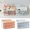 Desktop Storage Box Large Capacity Transparent Double Layer Dustproof Drawer Organizer Stationery Storage Container Office Supplies - Neat Desk Organization