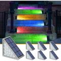 Solar Stair Lights 6 Pack 7 Fixed Colors Solar Step Lights Outdoor Waterproof IP67 LED Outdoor Step Lights Solar Deck Lights Outdoor Decor for Garden Stair Front Step Porch and Patio