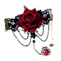 Halloween Retro Luxury Red Rose Tassel Bracelet Universal Wristband Charming Bracelet Elegant Bangle Rose Flower Cuff Bangle