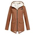 snowsong Women Outdoor Loose Solid Plus Size Thick Warm Hooded Raincoat Windproof Winter Outdoor Women s Coat Womens Coats Womens Winter Coats Rain Jacket Women Winter Jackets for Women Khaki 3XL