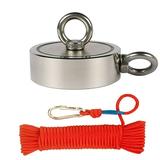 Double Sided Fishing Magnet Kit Upto 3800 Lbs Pull Force Rope Carabiner Threadlocker for Retrieving in River and Fishing