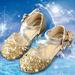 NIUREDLTD Toddler Kids Grils Dress Shoes Children s Girls Crystal Dress Shoes Glitter Princess Sandals Sequin Flat Leather Shoes Children s Princess Shoes Dance Shoes Princess Shoes Gold 36