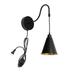 FSLiving Adjustable Height Gooseneck Wall Sconce with 9.8ft Plug-in Cord Vintage Gold Inner Black Outer Metal Cone Shade Dimmable Lamp for Garage Farmhouse Warehourse Bulb Sold Separately - 1 Light