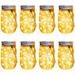 Outdoor Solar Lanterns - 8 Pack Mason Jar Lights - 30 LED Fairy Lights for Patios Gardens and Events