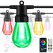 Sync with Music Color Changing Outdoor String Lights - 48ft - Patio Lights - 15 Dimmable IP65 Waterproof RGB LED Bulbs - App & Remote Control - Dating Party Wedding