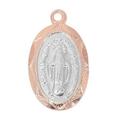 Mcvan JR802 0.5 in. Tu-Tone Rose Gold Miraculous Medal Pendant with 16-18 in. Rose Gold Plated Brass Chain Box