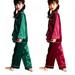 2021 Autumn Long Sleeve Silk Pajamas Christmas Color Silk Pajamas