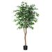 TiaGOC 5 Feet Artificial Ficus Tree - Fake Silk Plants with Lifelike Leaves and Natural Wood Trunk - Faux Potted Tree for Indoor Home Decor