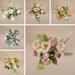 Meijuhuga 1 Bunch Artificial Flower Anti-fading Realistic Looking 5 Forks 4 Rosebuds Wedding Simulation Bouquet Home Decor