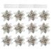 Uxcell 4.3 Artificial Flowers 24 Pcs Shiny Artificial Fake Flower with Stems Crafts for Christmas Silver