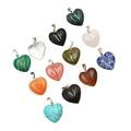 12pcs Heart Shape Healing Beads Natural Stone Charms Pendants Heart Shape Stone Pendants DIY Crystal Charms Crystal Charms for Necklace Jewelry Making(Random Color/20mm/ with no Necklace)