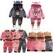 Esaierr 3PCS Toddler Kids Padded Tracksuits Set Baby Boys Girls 1-5Y Cartoon Bear Embroidery Sweatshirt+hooded Fleece Vest+warm Fleece Pants Outfits for Winter clothing Set