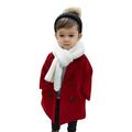 Baby Baby Girls Plaid Solid Elegant Notched Collar Double Wool Trench Jacket Coat