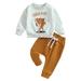 Musuos 2Pcs Baby Boy Halloween Outfits Pumpkin Sweatshirt Tops Drawstring Jogger Pants