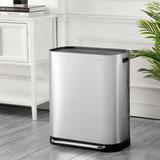 Beni Kitchen Trash/Recycling 16-Gallon Double-Bucket Step-Open Trash Can (40 liners Included) Chrome