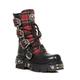 New Rock Unisex Tartan Leather Gothic Boots-391T-S1 - Black - Size EU 46