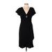 SL Fashions Casual Dress V-Neck Short sleeves: Black Print Dresses - Women's Size 10
