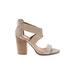 Dolce Vita Heels: Strappy Chunky Heel Casual Ivory Snake Print Shoes - Women's Size 8 1/2 - Open Toe