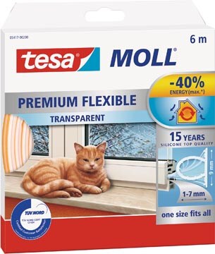 tesamoll Fensterdichtung Premium Flexible Transparent 6 m x 9 mm x 7 mm Image