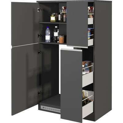 Küche KOCHSTATION "KS-Sole Küchenschrank-Set", grau (front: anthrazit matt, korpus: anthrazit matt, arbeitsplatte: schieferfarben), B:90cm H:165cm T:60cm, Komplettküchen-Sets, Küchenzeile, Breite 90 cm,Umbau-und Apothekerschrank im Set Image