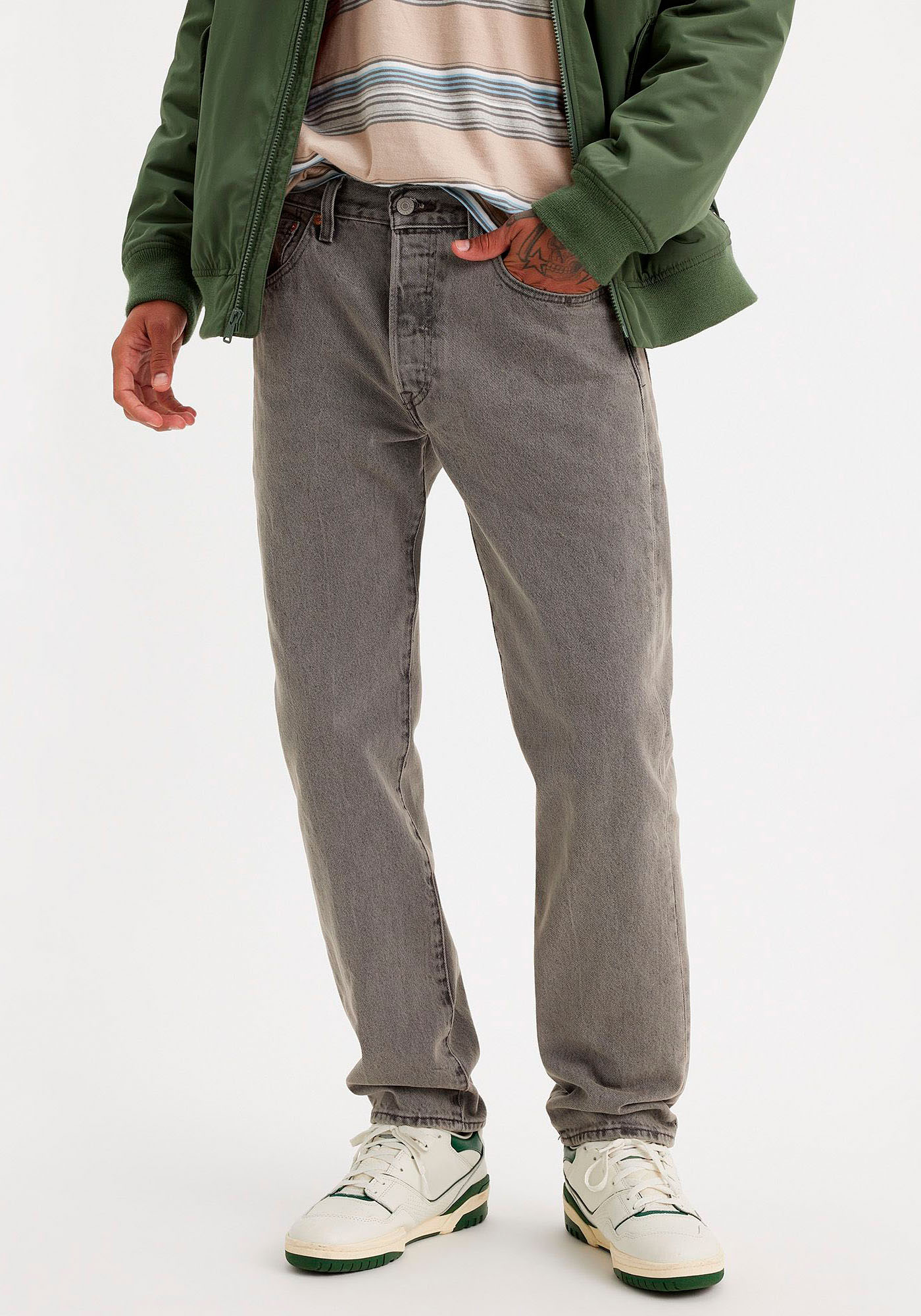 Straight-Jeans LEVI'S "501 LEVI'S ORIGINAL", Herren, Gr. 36, Länge 32, grau (walk down), Denim/Jeans, Obermaterial: 100% Baumwolle, normal lang, Jeans Straight-Jeans, mit Markenlabel, Topseller