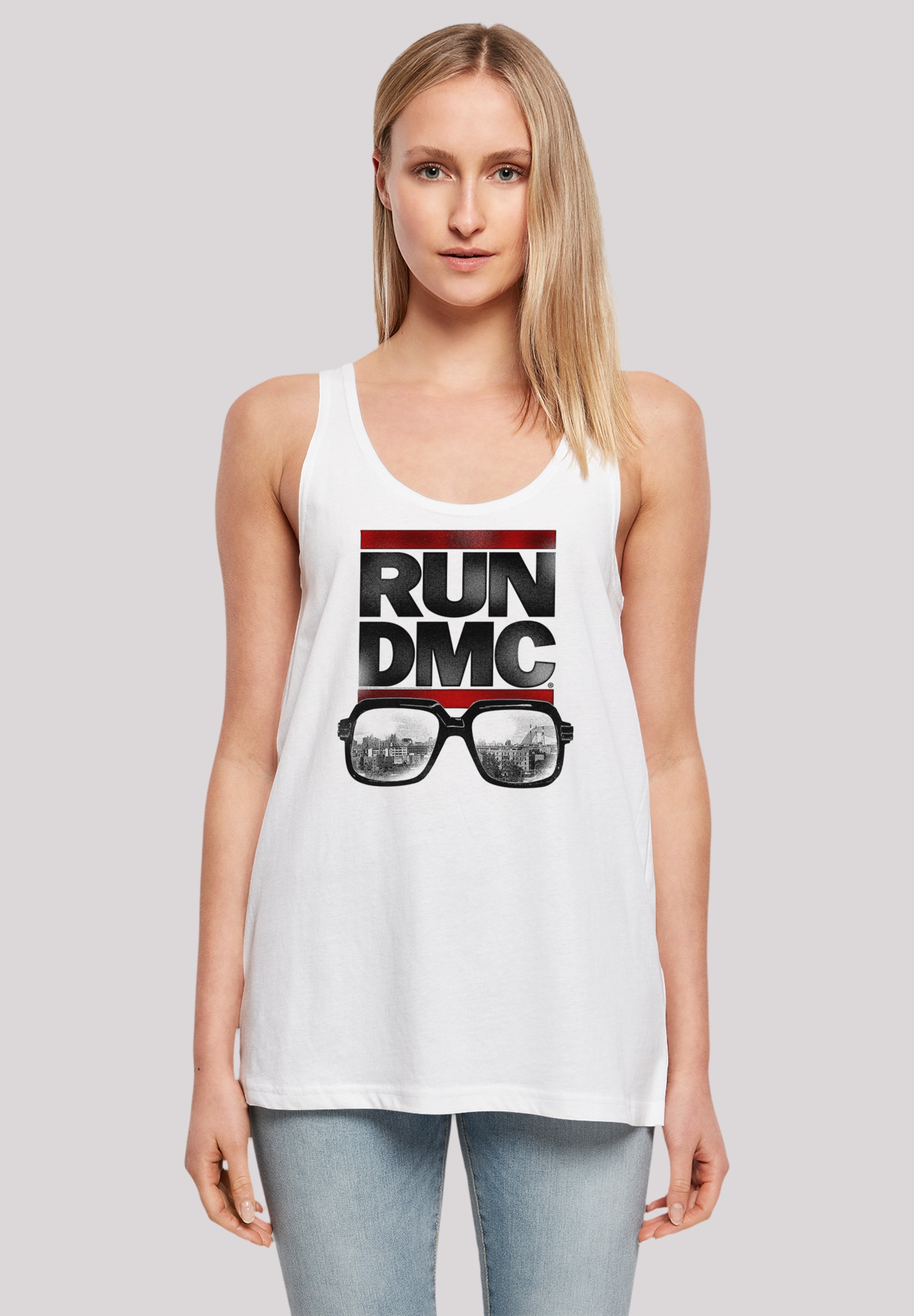 T-Shirt F4NT4STIC "Run DMC Hip-Hop Music Band NYC", Damen, Gr. XS, weiß, Obermaterial: 100% Baumwolle, regular fit, Rundhals, ohne Bündchen, Shirts T-Shirt, Musik,Band,Logo