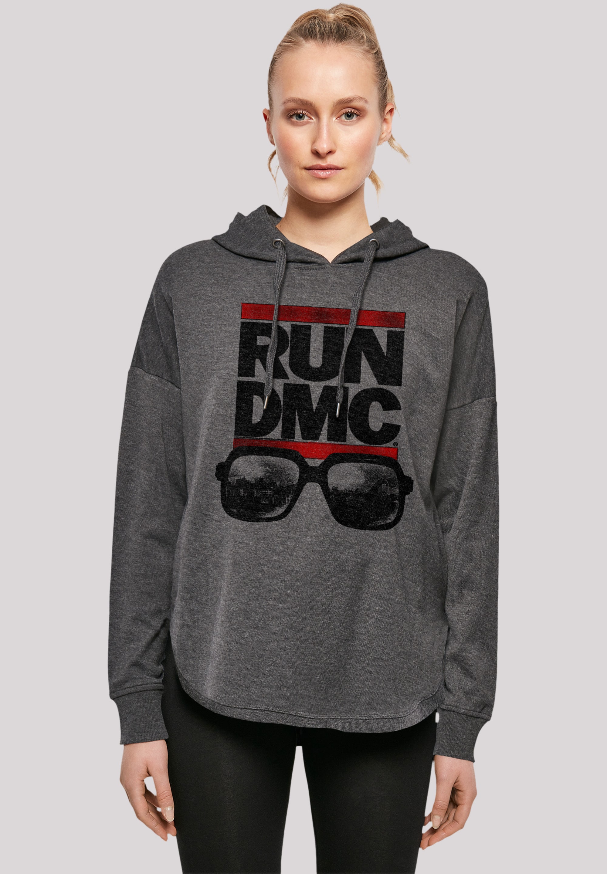 Sweatshirt F4NT4STIC "Run DMC Hip-Hop Music Band NYC", Damen, Gr. M, grau (charcoal), Obermaterial: 100% Baumwolle, oversize, ohne Bündchen, Sweatshirts Sweatshirt, Musik,Band,Logo