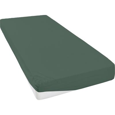 Spannbettlaken ANDAS "Greta in Gr. 90x200, 140x200 oder 180x200 cm", grün, B:180-200cm L:200cm, Jersey, Obermaterial: 100% Baumwolle, Laken, aus Baumwolle, für Matratzen bis 23 cm Höhe, Bettlaken, Spannbetttuch Image