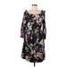Banana Republic Casual Dress Boatneck 3/4 sleeves: Black Floral Dresses - Women's Size Medium