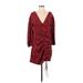 Lovers + Friends Casual Dress - Mini Plunge 3/4 sleeves: Red Dresses - Women's Size Small