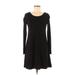 Express Casual Dress - A-Line Scoop Neck Long sleeves: Black Print Dresses - Women's Size Medium