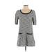 Anthropologie Casual Dress - Shift Scoop Neck Short sleeves: Gray Color Block Dresses - Women's Size Small