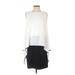 Tahari Casual Dress - Shift Crew Neck Sleeveless: White Solid Dresses - Women's Size 4