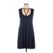 Michael Lauren Casual Dress - Mini Scoop Neck Sleeveless: Blue Solid Dresses - Women's Size Medium