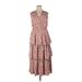 Shein Casual Dress - Midi V Neck Sleeveless: Pink Dresses - Women's Size 0X