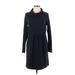 J.Jill Casual Dress - Sweater Dress Cowl Neck Long sleeves: Blue Print Dresses - Women's Size Small