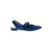 Stuart Weitzman Flats: Slingback Chunky Heel Casual Blue Print Shoes - Women's Size 6 - Almond Toe