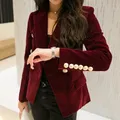 Fashion New Brand Spring Women Slim Velvet Blazer Jacket doppiopetto Simple Lady Blazer