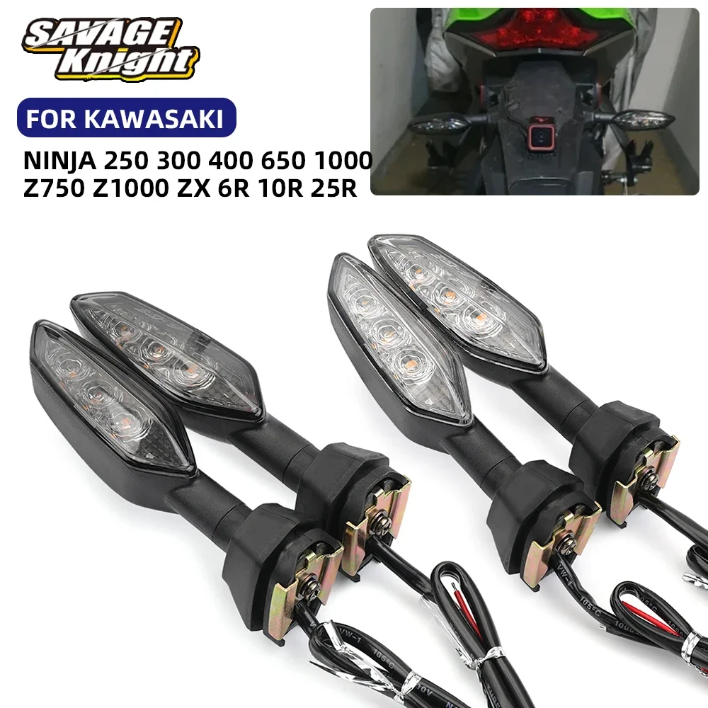Indicatore di direzione a LED per KAWASAKI VERSYS 250 300 650 1000 NINJA 125 250 ER6N KLR 650 ZH2 ZRX 1200R Moto Lampeggiatore LED Luce