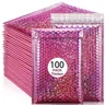 Busta postale olografica a bolle da 100 pezzi busta postale rosa Laser busta per corriere