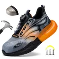 Nuove scarpe antinfortunistiche da uomo con bottoni rotanti scarpe sportive da lavoro stivali