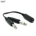 Cavo adattatore sdoppiatore a Y stereo TRS femmina da 6,35 mm 1/4 pollici a 2 doppi 6,35 mm mono TS maschio