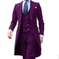Royal Blue Long Tail Coat 3 pezzi Gentleman Man Suit Smoking Da Sposo Moda Maschile Per Giacca Da