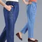 Primavera estate sottile Jeans a vita alta da donna madre elastico in vita pantaloni Casual