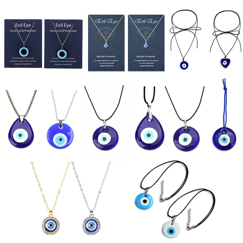 Fortunato turco greco Evil Blue Eye Charm ciondolo orecchino braccialetto collana serie gioielli lampada blu vetro auto casa amuleto