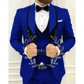 Abiti blu Royal per uomo Slim Fit smoking da sposa formali moda uomo Blazer gilet pantaloni 3 pezzi