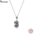 Bamoer 925 Sterling Silver Love Gift Box ciondola la collana con ciondolo a sfera catena con collo